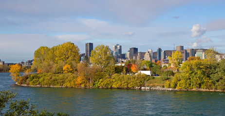 Skyline of Montreal city at fall, Canada