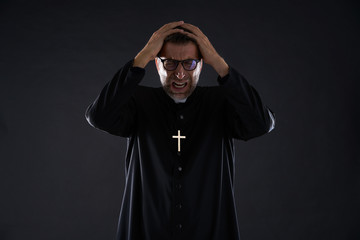 Mad crazy priest fear expression