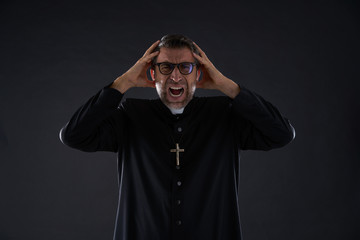 Mad crazy priest fear expression