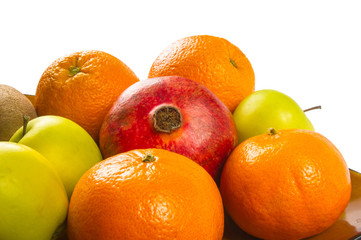 Assortment of exotic fruits on white background