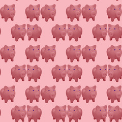 seamless pattern with 3d pink pig
