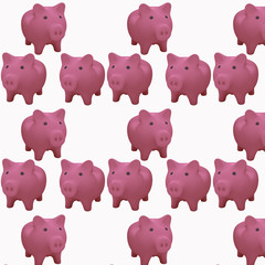 Pattern with 3d pink pig