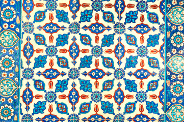 04.12.2010 ISTANBUL TURKEY Rüstem Paşa Mosque has the most beautiful and delicate examples of classical Iznik tiles dating back to 16th century.