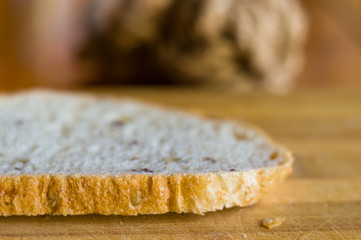 sliced whole wheat breads, close-up, selective focus