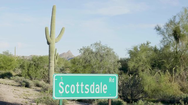 Scottsdale Road Sign With Pinnacle Peak in Background