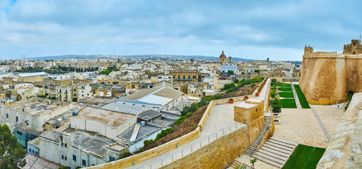 The city of Victoria and fortifications of Rabat, Gozo, Malta