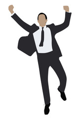 Excited Businessman Raising His Arms