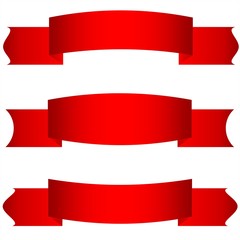 Set of three ribbon banners. Sign blank for advertising text, promotion or web. Symbol red vintage label. 
