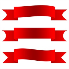 Set of three ribbon banners. Sign blank for advertising text, promotion or web. Symbol red vintage label. 