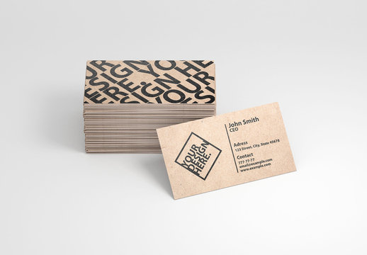 Stack Of Cardboard Business Cards Mockup