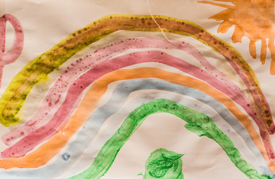 Kid's drawing on the paper