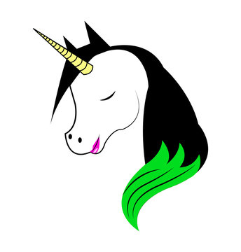 Cartoon unicorn head, isolated on white