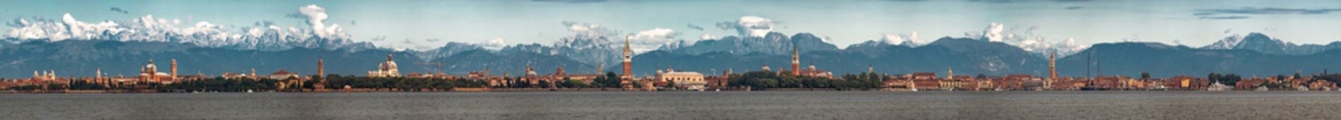 Italy beauty, unbelievable panoramatic view, Dolomites above the Venice, Venezia