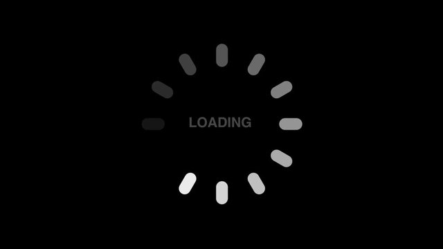 Loading circle icon on black background - animation