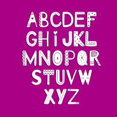 The hand drawing alphabet in scandinavian style