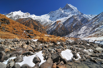 Nepal, Annapurna Conservation Area, Trek to Annapurna Base Camp in Nepal Himalaya.