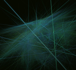 Green blue abstract lines fractal. Fantasy fractal texture. Digital art. 3D rendering. Computer generated image.