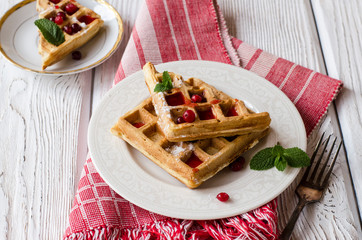  Belgian waffles  for breakfast