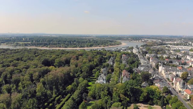 Aerial drone view. Germany Dusseldorf Benrath
