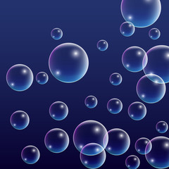 ubble with Hologram Reflection. Set of Realistic Water or Soap Bubbles for Your Design.