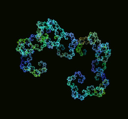 Green blue abstract fractal. Fantasy fractal texture. Digital art. 3D rendering. Computer generated image.