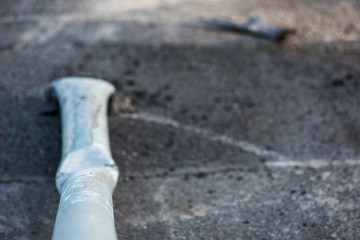 Damaged pole from a road sign