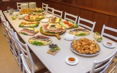 Mediterranean food on the big table 