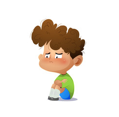 Cartoon sad boy.