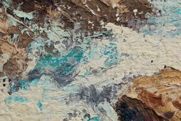 Close up of  painting texture with brush strokes and palette knife strokes. Suitable for creative ideas, backgrounds and  textures.