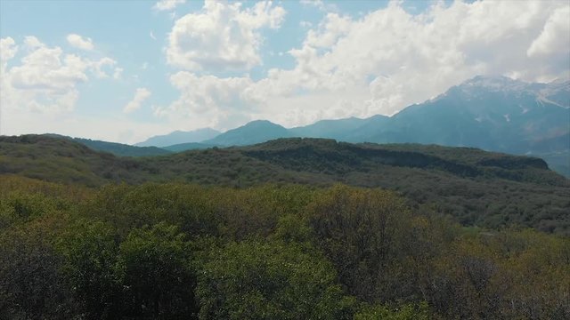 Arslanbob Is a Valley, Mountain Range, and a Large Wild Walnut (Juglans Regia) Forest in Jalal-abad Province of Western Kyrgyzstan. Here, the Trees Can Reach a Height of 30 Meters .Arial Dron Shoot.