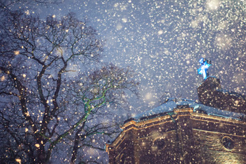 Church with old tree
