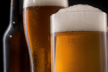 Closeup on beer glasses