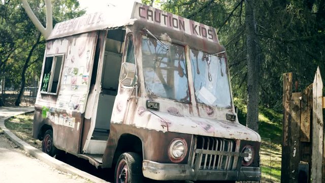 Abandoned spooky ice cream truck