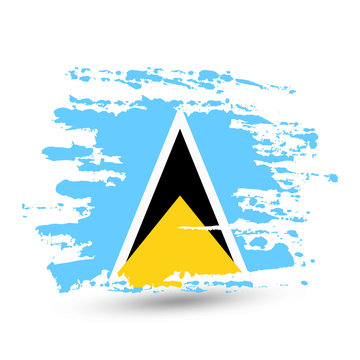 Grunge brush stroke with Santa Lucia national flag