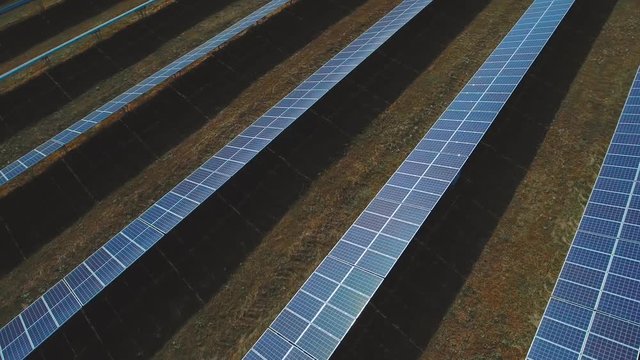 Solar electricity station. Shot on drone