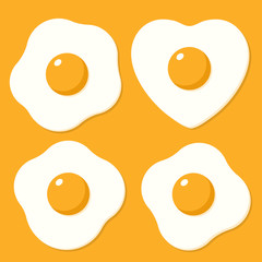 Set of fried eggs. Vector illustrations in cartoon flat style