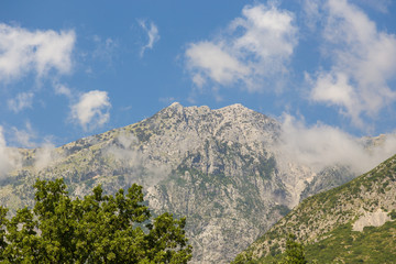 View from Llogara Pass to the Cikes mountains in Albania.