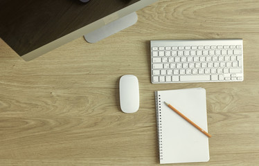 Workspace desktop, documents on the office table