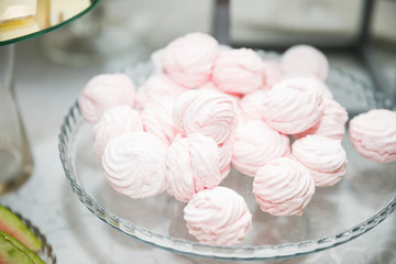 Candy bar. Table with sweets, candies, dessert.