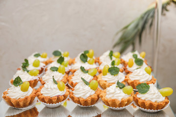 Candy bar. Table with sweets, candies, dessert.