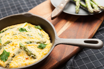 Asparagus frittata with Parma cheese.