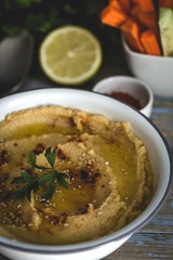 Chickpea humus made at home
