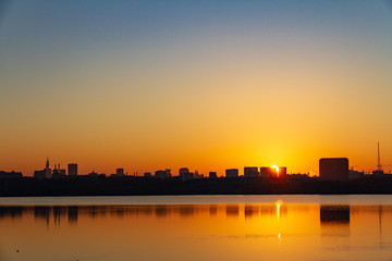 Naklejka premium sunrise over moscow