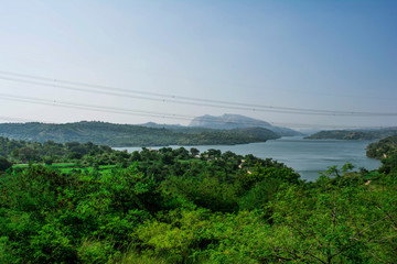 mountain range and blue sky