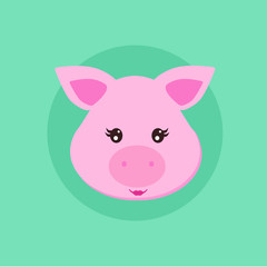 beautiful flat illustration pig