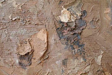 Close up of  painting texture with brush strokes and palette knife strokes. Suitable for creative ideas, backgrounds and  textures.