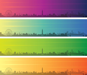 Brisbane Multiple Color Gradient Skyline Banner