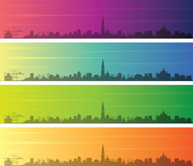 Antwerp Multiple Color Gradient Skyline Banner