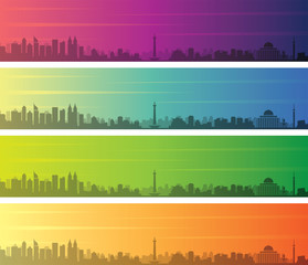 Jakarta Multiple Color Gradient Skyline Banner