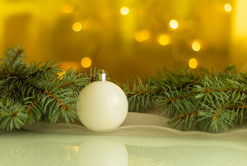 Christmas ball on blurred bokeh background